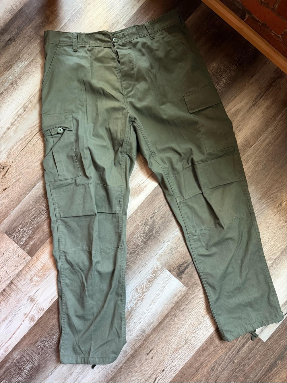 Men's Olive Green Cargo Pants, Vintage, Utility Pants, Button Fly, workwear